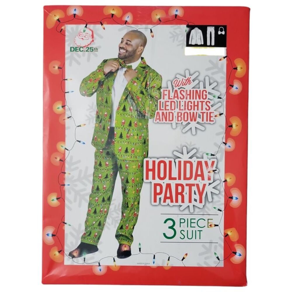 Dec 25th Men's Holiday 3-Piece LED Light Up Suit Set - Rocking Santa